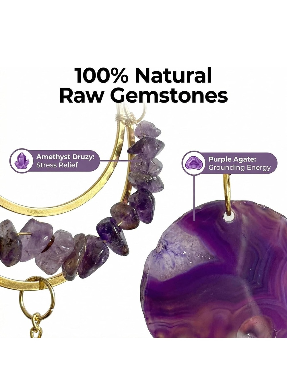 🆕New Amethyst Purple Agate Sun Catcher & Wind Chime - Picture 10 of 10